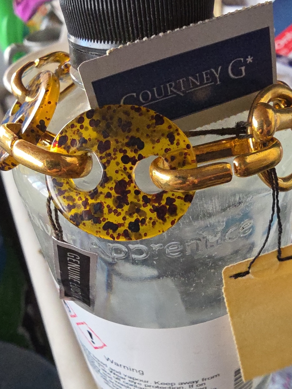 Courtney G Gold-Tone Chain Bracelet with Yellow Speckled Accent